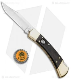 Buck Knives Buck 110 Automatic Lockback Knife Ebony (3.75" Satin) -Buck Knives Buck 110 Auto LB Ebony Dymondwood Satin 0110BRSA BHQ 51274 jr bottlecap