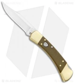 Buck Knives Buck 110 Automatic Knife OD Grn Micarta/Brushed Brass (3.75" S30V SW) Exclusive