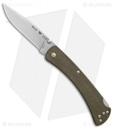 Buck Knives Buck 110 Slim Pro Lockback Knife OD Green Micarta (3.75" Satin) 3 Buck Knives Buck 110 Slim Pro Lockback Knife OD Green Micarta (3.75" Satin)