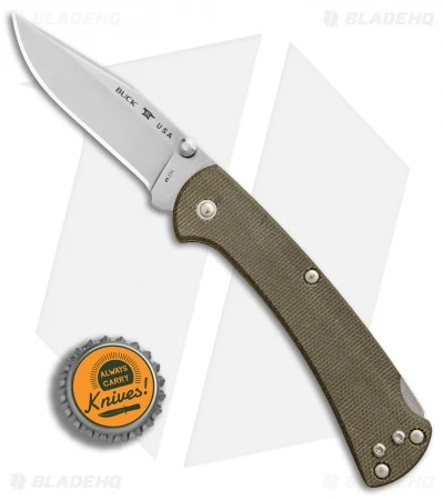 Buck Knives Buck 112 Slim Pro Lockback Folding Knife OD Green Micarta (3" Satin) 6 Buck Knives Buck 112 Slim Pro Lockback Folding Knife OD Green Micarta (3" Satin) - Image 4