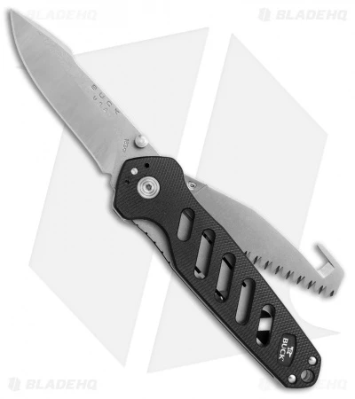 Buck Knives Buck 183 Alpha Crosslock Knife Black W/ Saw & Gut Hook Blade (3" Satin) 0183BKS1 3 Buck Knives Buck 183 Alpha Crosslock Knife Black W/ Saw & Gut Hook Blade (3" Satin) 0183BKS1