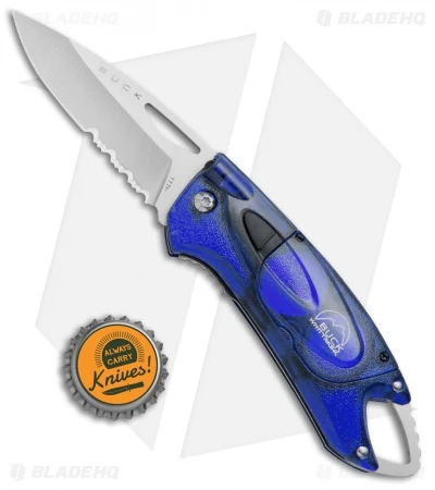 Buck Knives Buck Lumina LED Liner Lock Knife Translucent Blue (3" Satin Serr) 7 Buck Knives Buck Lumina LED Liner Lock Knife Translucent Blue (3" Satin Serr) - Image 5
