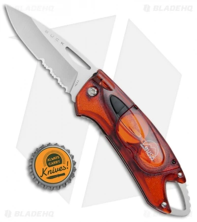 Buck Knives Buck Lumina LED Liner Lock Knife Translucent Red (3" Satin Serr) 6 Buck Knives Buck Lumina LED Liner Lock Knife Translucent Red (3" Satin Serr) - Image 4