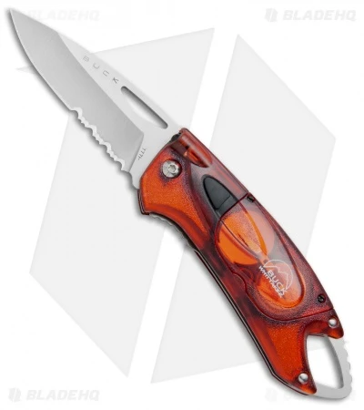 Buck Knives Buck Lumina LED Liner Lock Knife Translucent Red (3" Satin Serr) 5 Buck Knives Buck Lumina LED Liner Lock Knife Translucent Red (3" Satin Serr) - Image 3