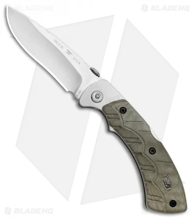 Buck Knives Buck Open Season Folding Skinner Lockback Knife OD Green Micarta (3.7" Satin) 3 Buck Knives Buck Open Season Folding Skinner Lockback Knife OD Green Micarta (3.7" Satin)