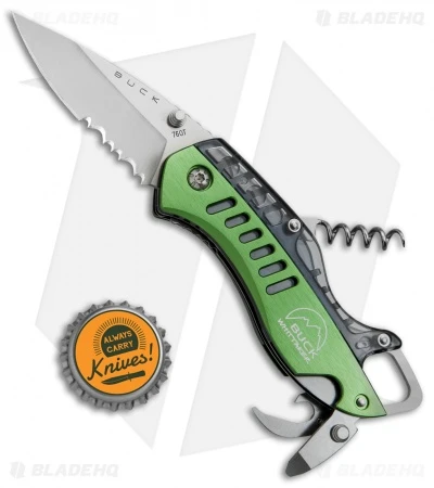 Buck Knives Buck Summit Liner Lock Knife Multi-Tool Green (2.5" Satin Serr) 6 Buck Knives Buck Summit Liner Lock Knife Multi-Tool Green (2.5" Satin Serr) - Image 4