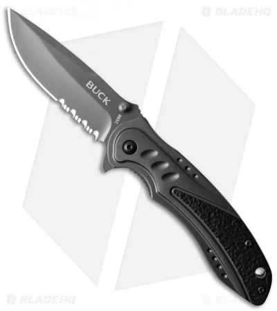 Buck Knives Buck Trigger Liner Lock Knife Aluminum (3.25" Gray Serr) 0865BKX 3 Buck Knives Buck Trigger Liner Lock Knife Aluminum (3.25" Gray Serr) 0865BKX