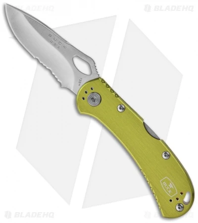 Buck Knives Buck SpitFire Green Folding Knife (3.25" Satin Serr) 0722GRX1 3 Buck Knives Buck SpitFire Green Folding Knife (3.25" Satin Serr) 0722GRX1
