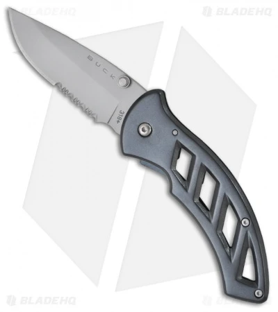 Buck Knives Buck Parallex-2.8 Frame Lock Knife Gray (2.8" Bead Blast Serr) 0318GYX 3 Buck Knives Buck Parallex-2.8 Frame Lock Knife Gray (2.8" Bead Blast Serr) 0318GYX