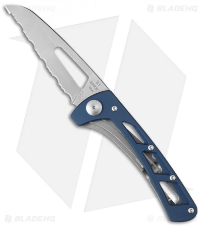 Buck Knives Buck Vertex Frame Lock Knife Blue Aluminum (3" Full Serr) 0418BLX-B 3 Buck Knives Buck Vertex Frame Lock Knife Blue Aluminum (3" Full Serr) 0418BLX-B